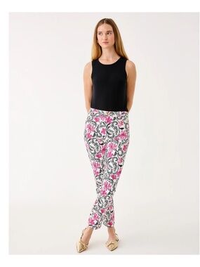 Pappagallo Pink, Green & Black Paisley Cropped Pants Sz 8